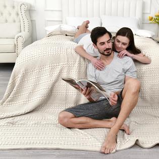 PHF 100% Cotton Waffle Weave Blanket Oversized King for Bed 120