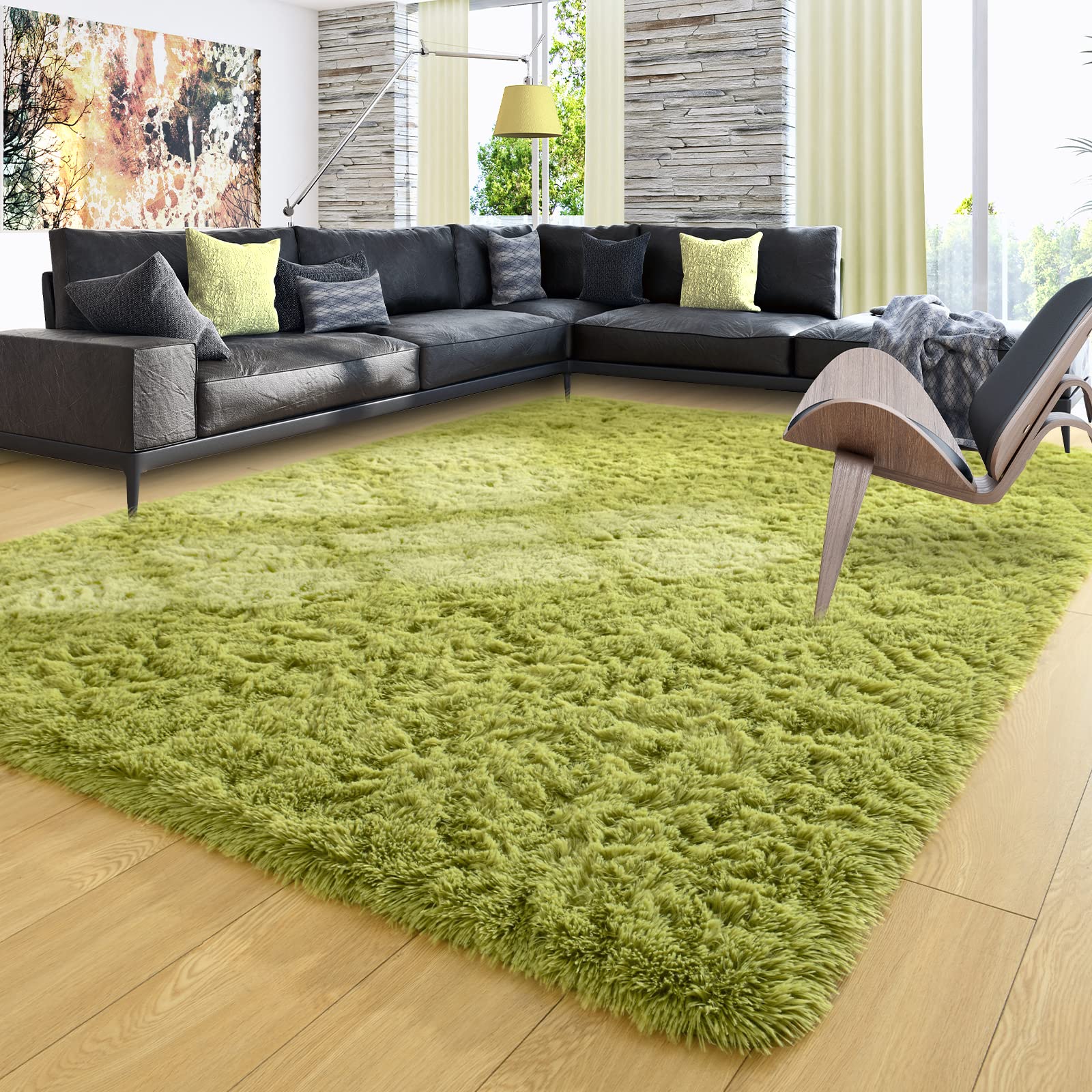 Ompaa Green 8x10 Feet Large Area Rugs Fluffy Living Room