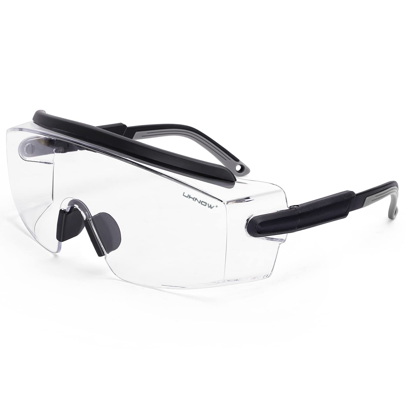 UKNOW Safety Goggles Over Glasses, Safety Glasses Anti Fog Wraparound Eye Protection, Protective