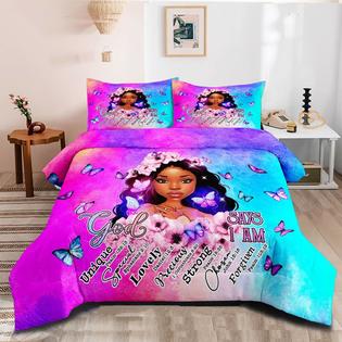 CKOU CCOO Black Girl Magic Comforter Set Queen Bed Comforter