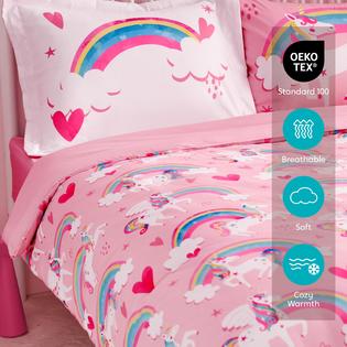 Joiedomi Kid Twin Comforter Set Piece Unicorn Rainbow Bedding