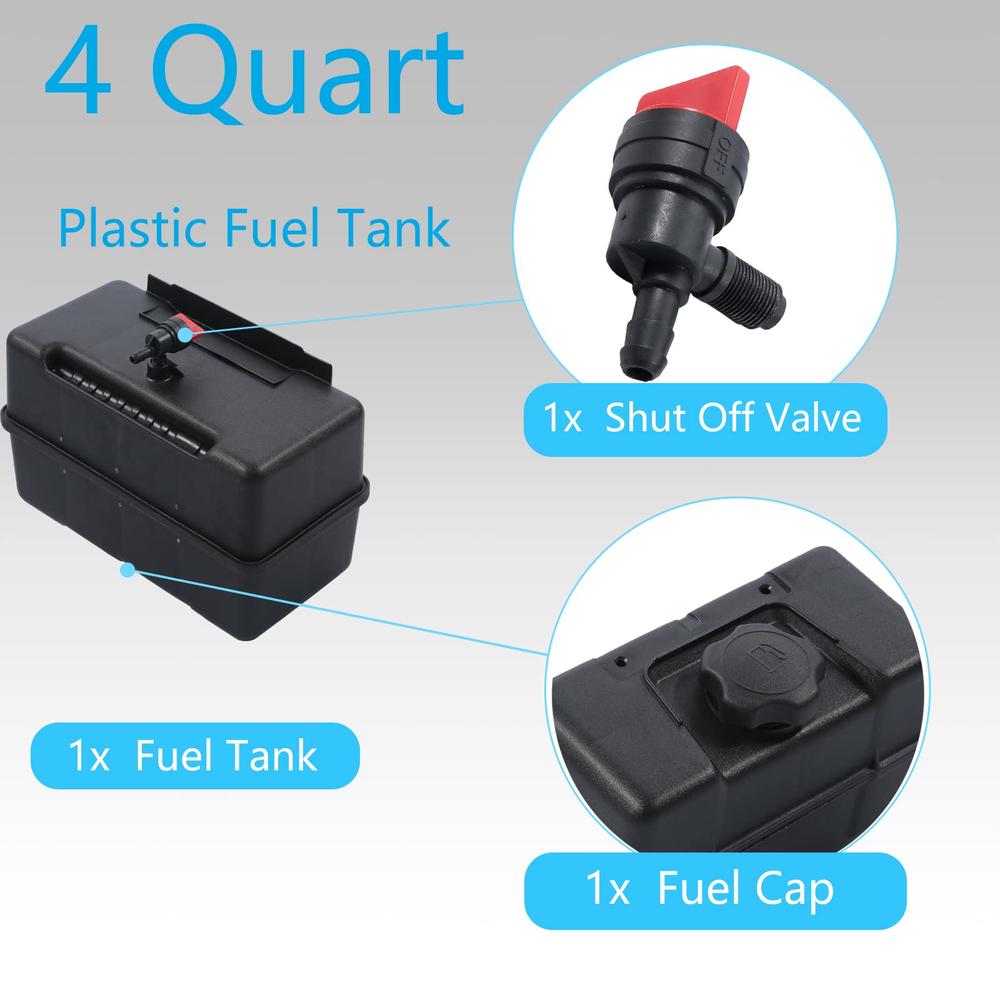 Quarg Tank Misakomo 691993 Fuel Tank - 4 Quart Plastic Gas Tank with Shut Off ...
