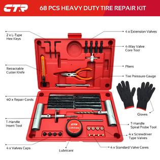 Ctr CTR Heavy Duty Tire Plug Kit 68pcs All-in-One Universal Tire