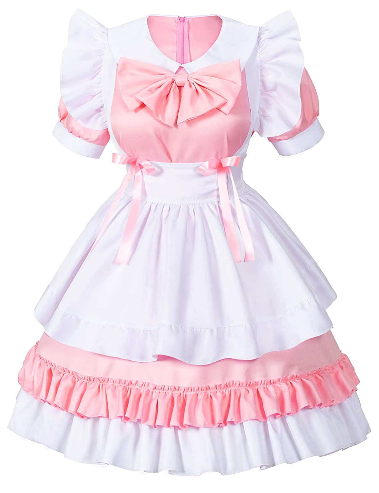 white christmas dresses Milk Maid French Maid Cosplay Costume Outfit main image 1