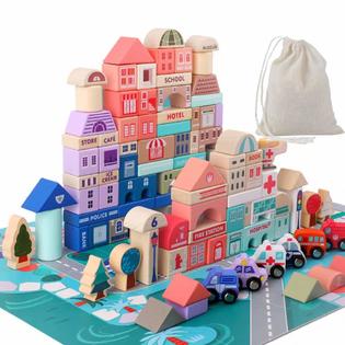 Migargle Wooden Building Blocks Set, City Construction Stacker