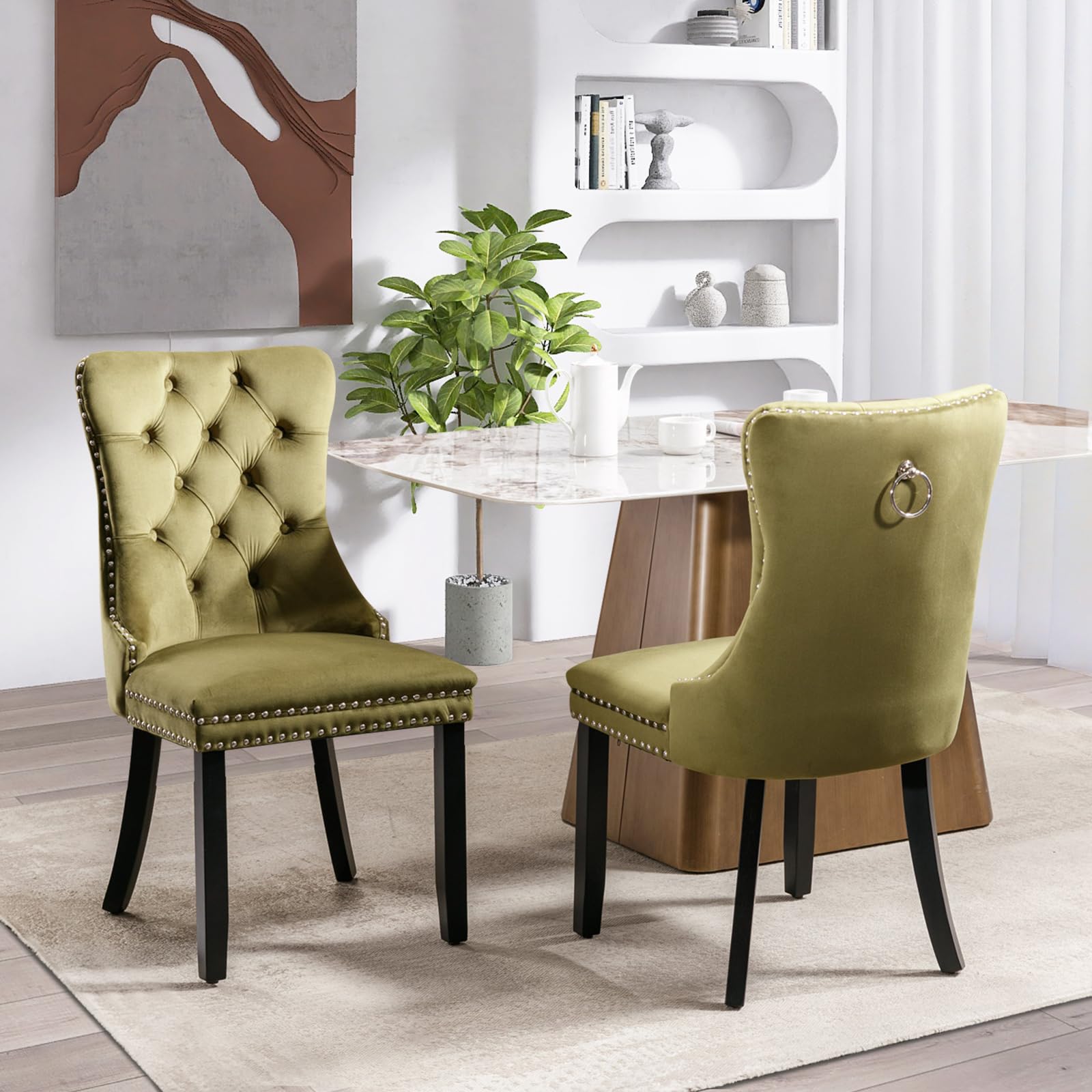 SoarFlash Velvet Dining Chairs Set of 2, Tall Back Side Chair