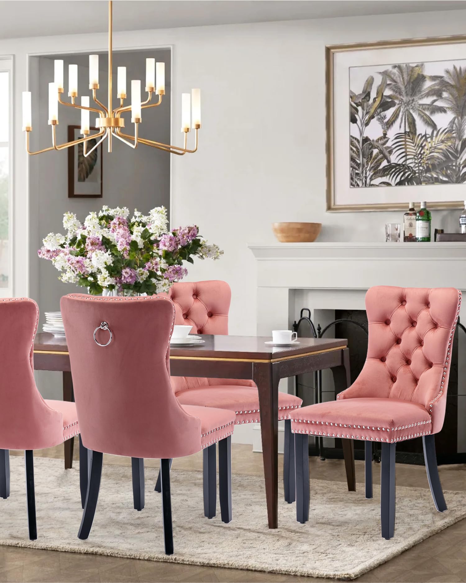 Amazon Dining Table And Pink Chairs Costway Dining Chair Set Of - Main Image