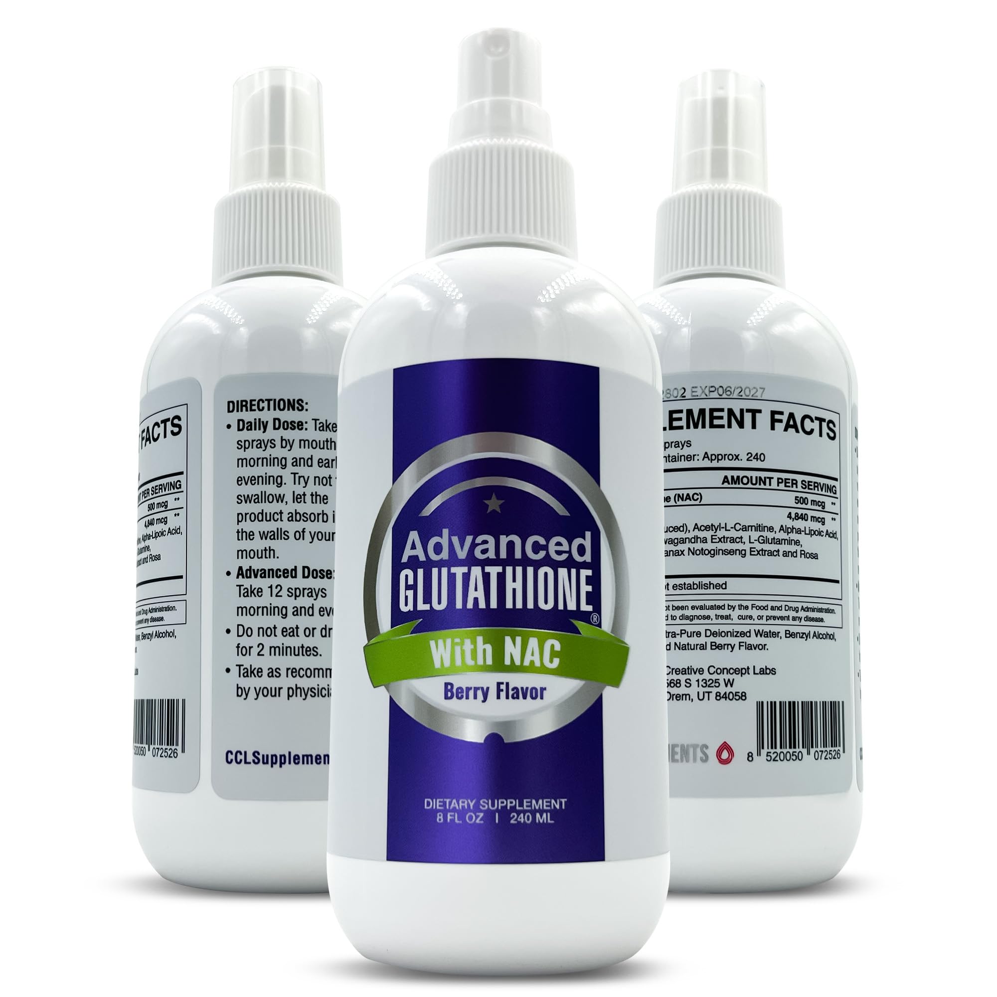 CCL Supplements CCL Advanced Glutathione Spray & NAC Supplement, Liquid  Glutathione Sublingual, N-Acetyl-cysteine Antioxidant Spray Supports Imm