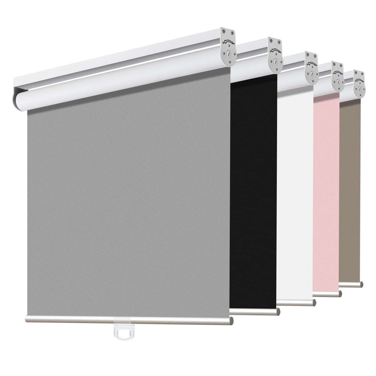 Joydeco 37 inch Wide Cordless Blackout Window Fabric Blinds and Shades for Indoor Outdoor Windows Light Blocking Sun Protection, image size:1600x1600