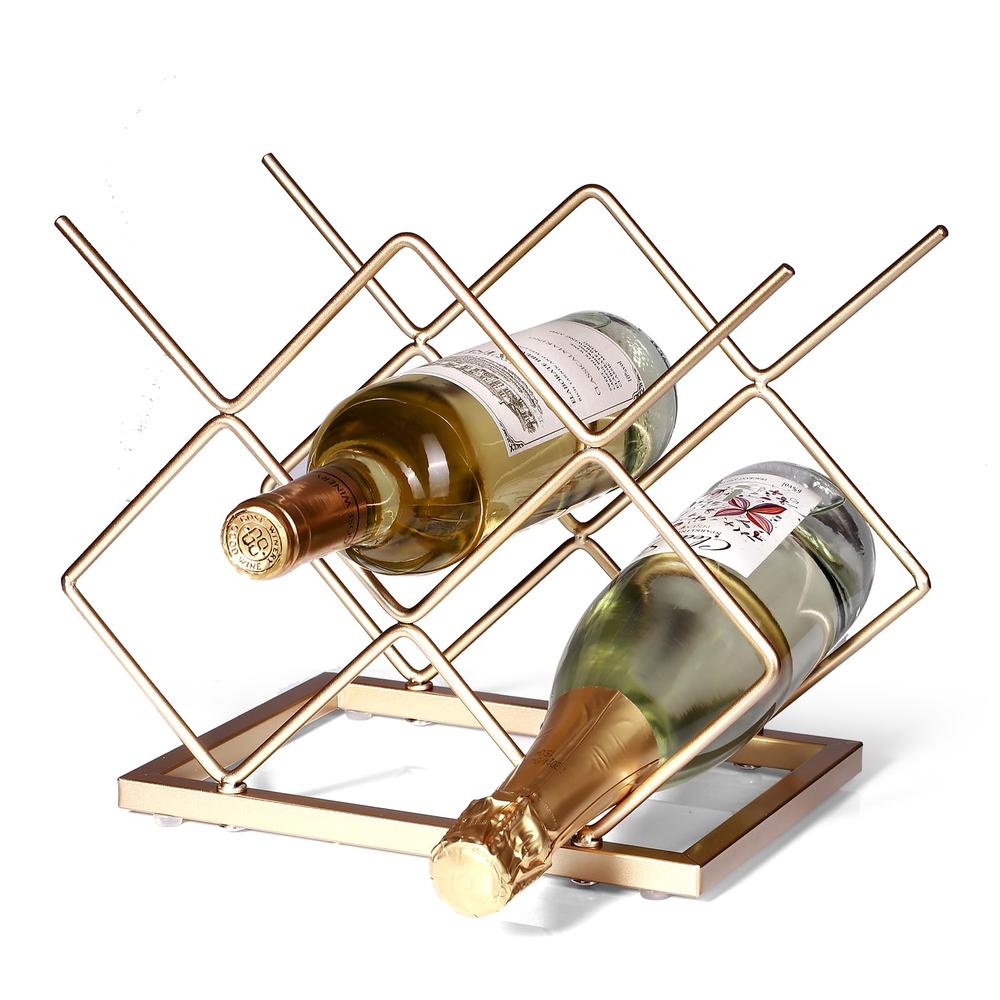 Modern Counter Wine Rack Drincarier Countertop Wine Rack - 5 Bottle Freestanding Modern Gold ...