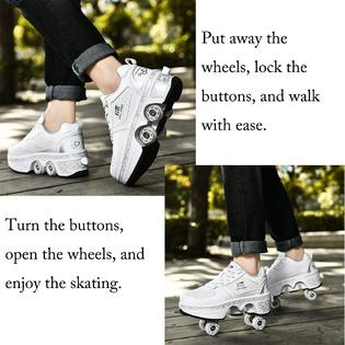 KOFUBOKE 2-In-1 Roller Skates Sneakers Unisex Retractable Wheels
