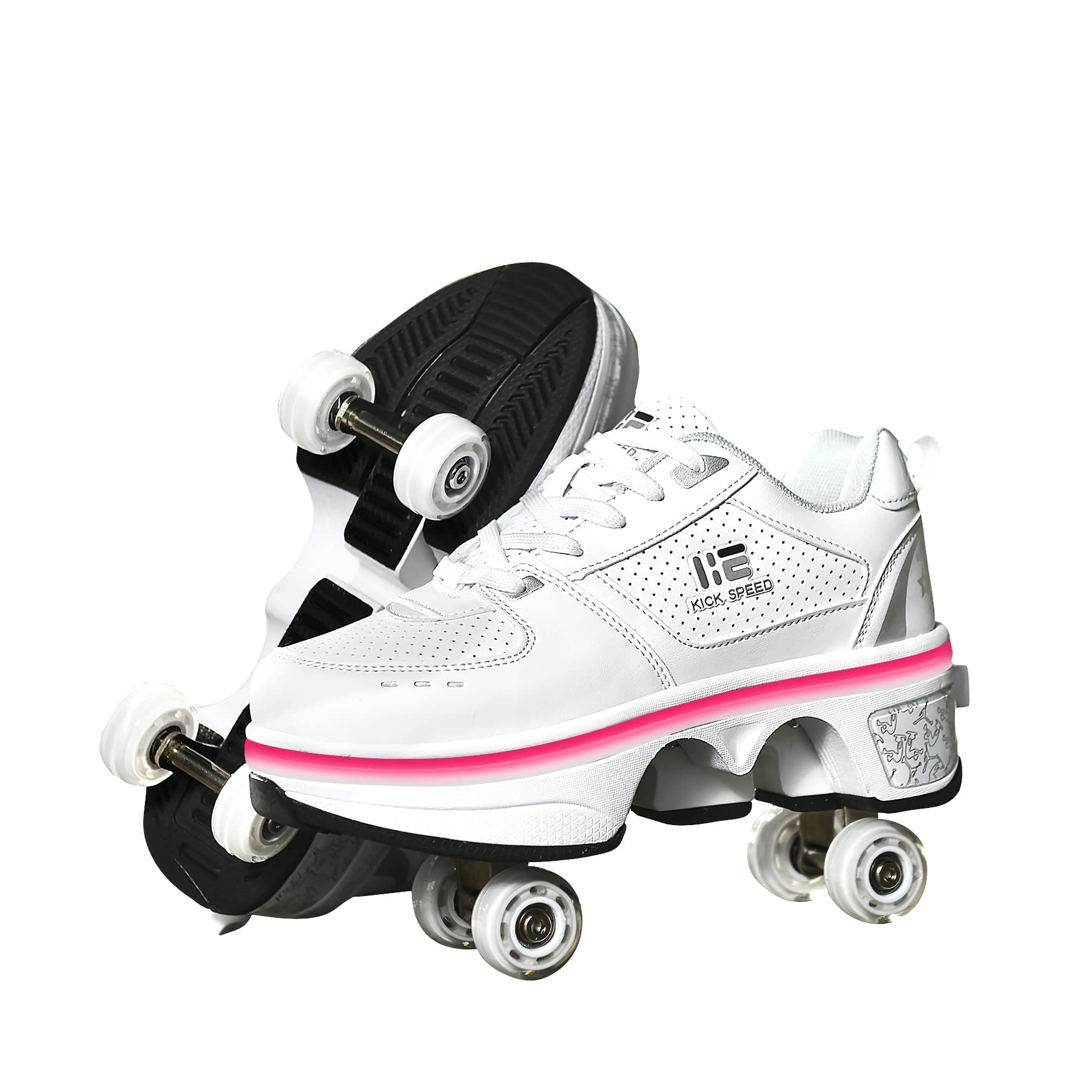 KOFUBOKE 2-In-1 Roller Skates Sneakers Unisex Retractable Wheels