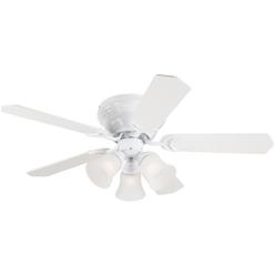 Westinghouse Lighting 7850800 Contempra Trio Three-Light 42-Inch Five-Blade Ceiling Fan, White with Frosted Glass Shades