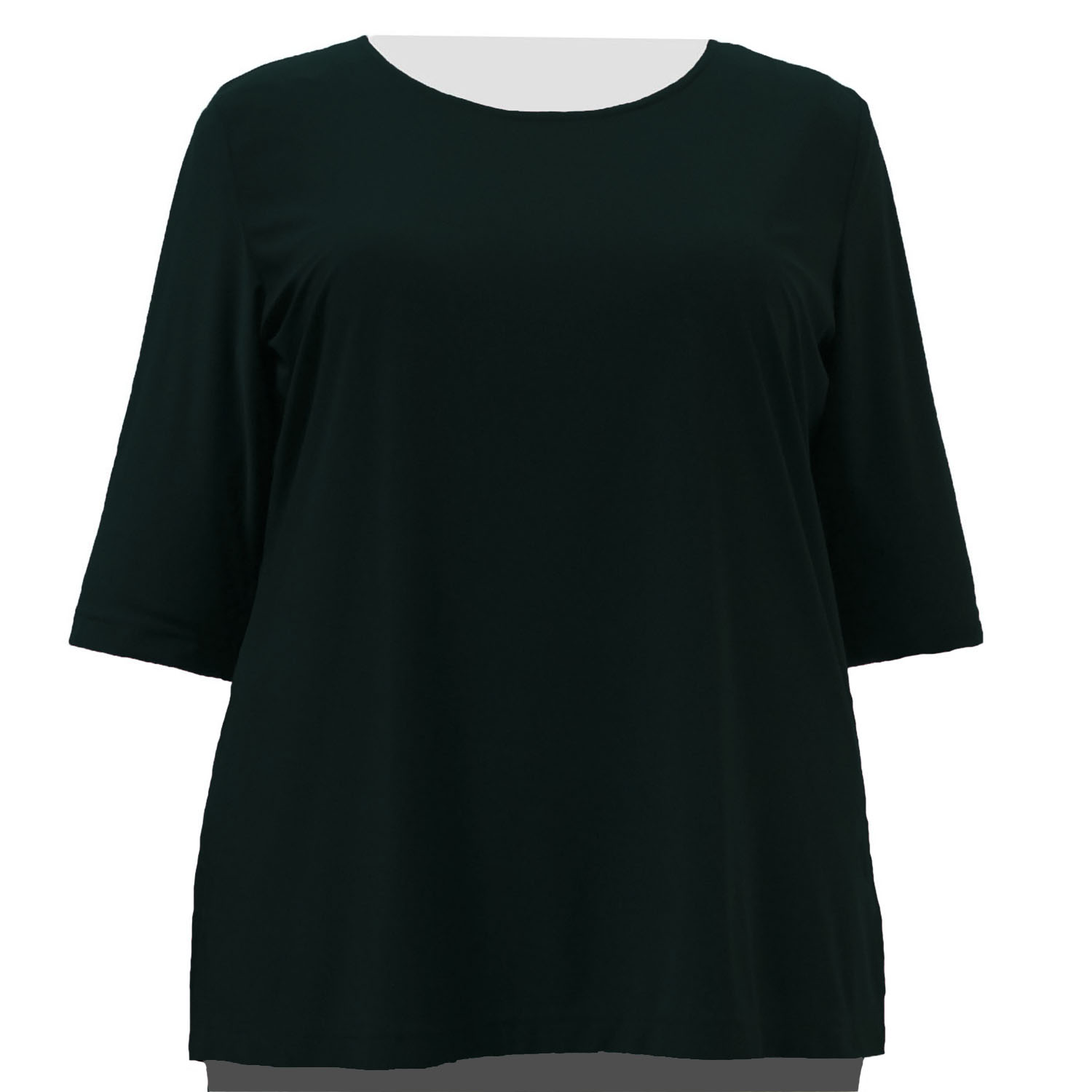 A Personal Touch Black 3/4 Sleeve Round Neck Pullover Top Woman's Plus Size Top