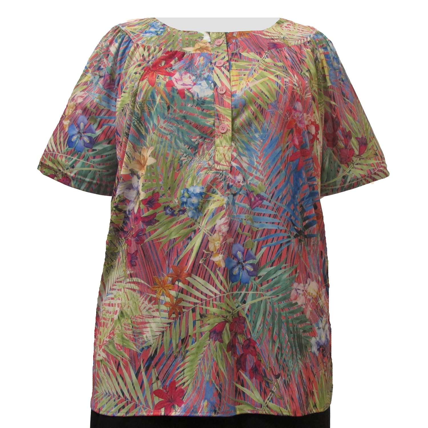 A Personal Touch Tropical Delight Round Neck Pullover Plus Size Woman's Top