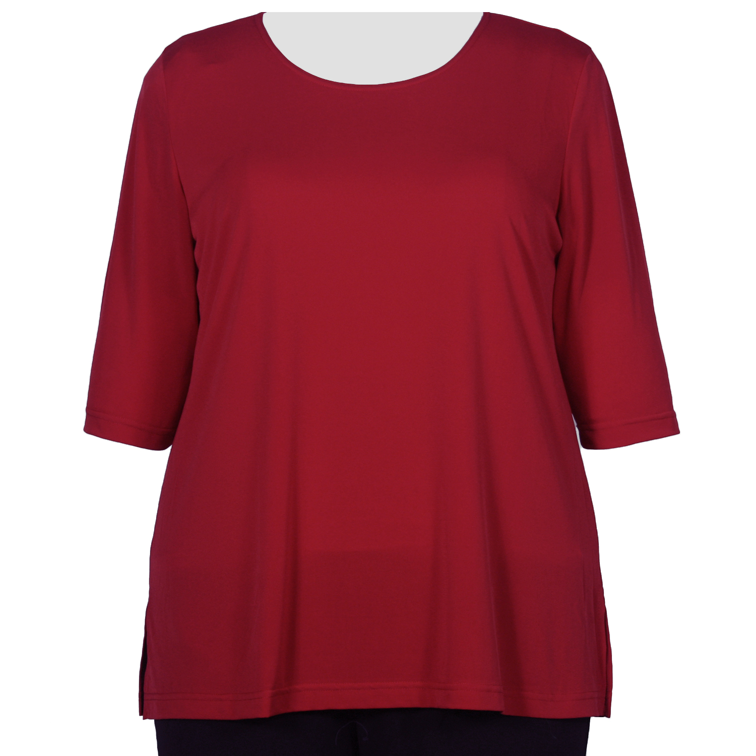 A Personal Touch Red 3/4 Sleeve Round Neck Pullover Top Woman's Plus Size Top
