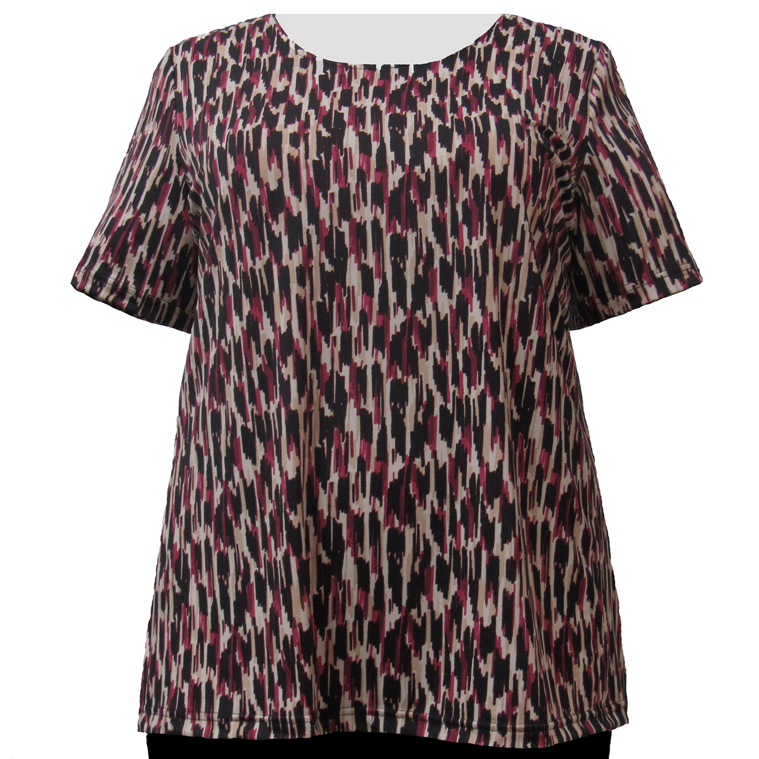 A Personal Touch Women's Plus Size Wine Brushstrokes Pullover Top