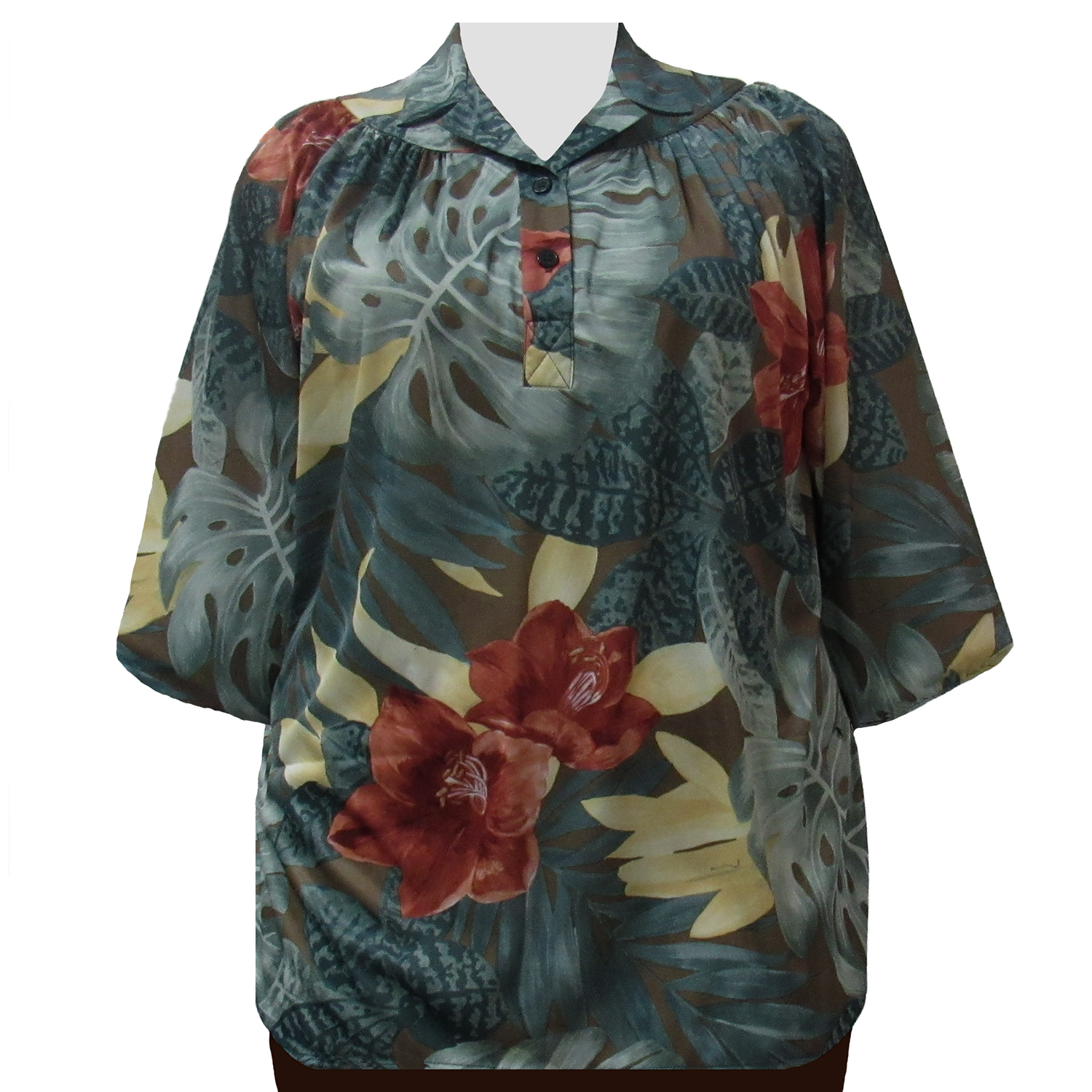 A Personal Touch Sage Tropical Women's Plus Size Top