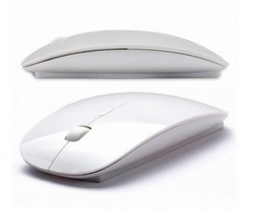 Sleek Wireless Optical Mouse  White 2.4 GHZ  USB