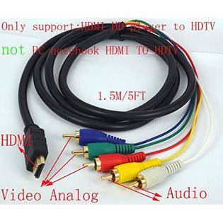 Ablegrid Ab0cable3 Hdmi To 5 Rca Cable 5ft Red Yellow Blue White Green Extention Cable