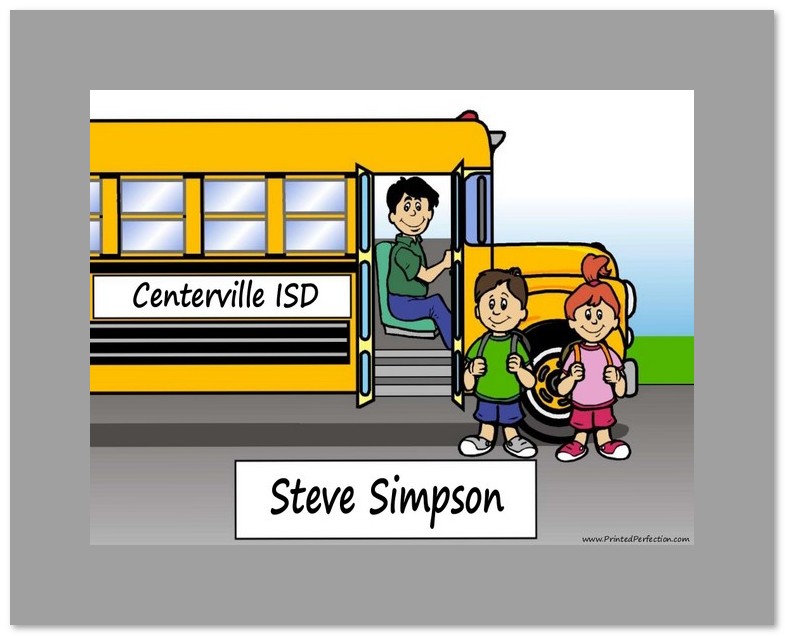 Friendly Folks Printed Perfection Personalized Friendly Folks Printed Perfection Personalized Cartoon Print W Mat Ready To Frame School Bus Driver Male