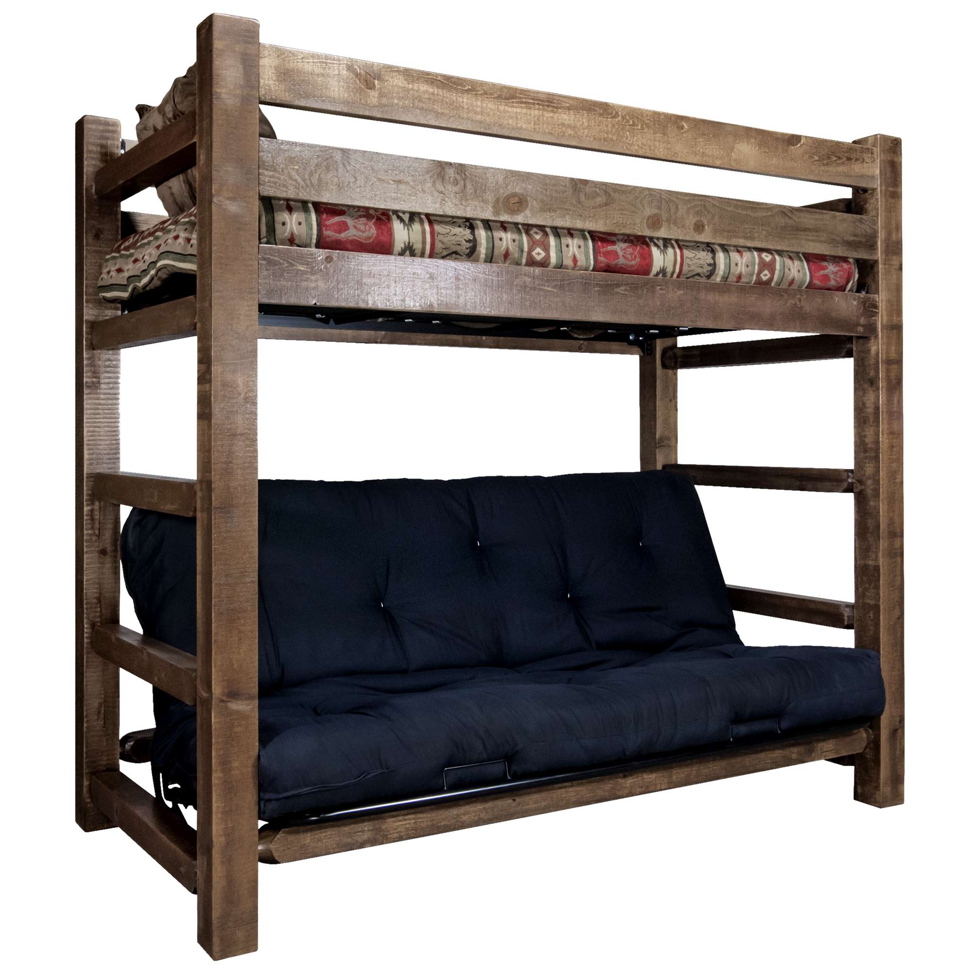 Montana Woodworks Homestead Collection Twin Bunk Bed Over Full Futon Frame W Mattress Stain Lacquer Finish