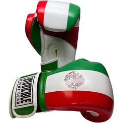 Amber Hook and Loop Leather Training Boxing Gloves with Mexican Flag Colors, Kickboxing, Muay Thai, MMA for Men Women and Kids