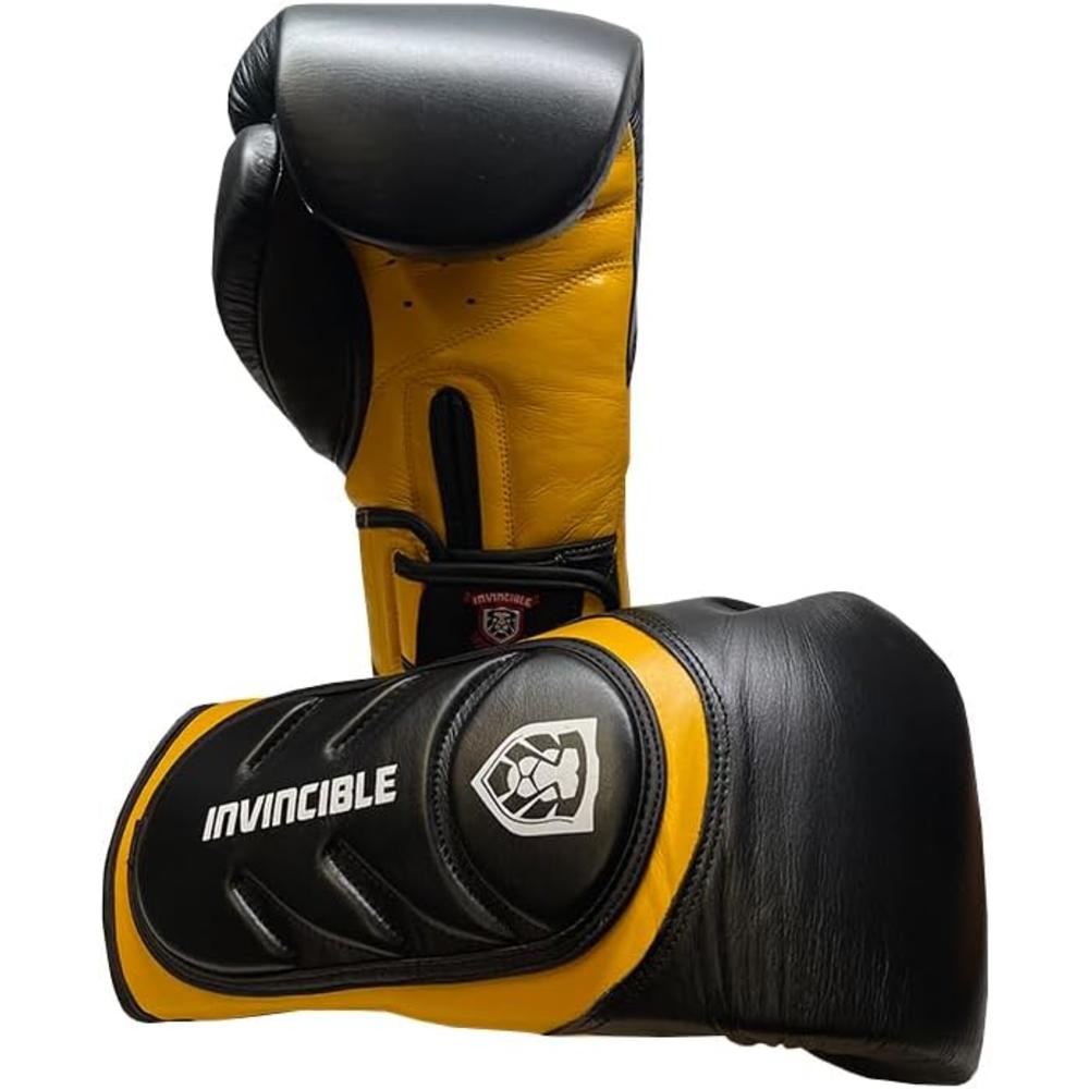 Amber Invincible Fight Gear v2.0: Premium Leather Training Gloves, Boxing, Kickboxing, Muay Thai, MMA - Men, Women, and Kids