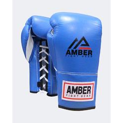 Amber Premium All-Leather Professional Fight Gloves Padded, Pre-Curved, Safety-Focused Design with Layered Foam and Attached Thumb