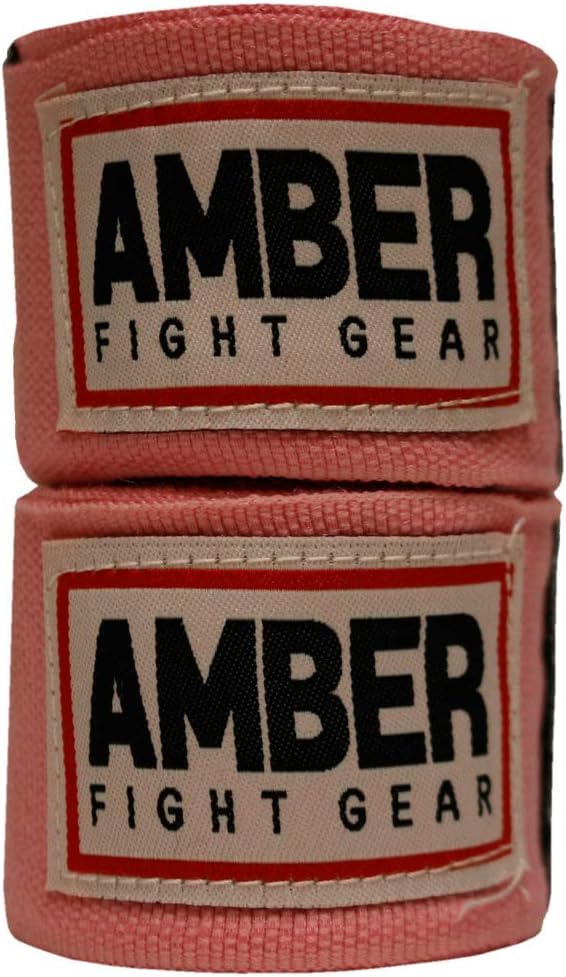 Amber Semi-Elastic Hand Wraps (180") with Hook & Loop Closure for Boxing, Kickboxing, Muay Thai, MMA - 1 Pair (Unisex)