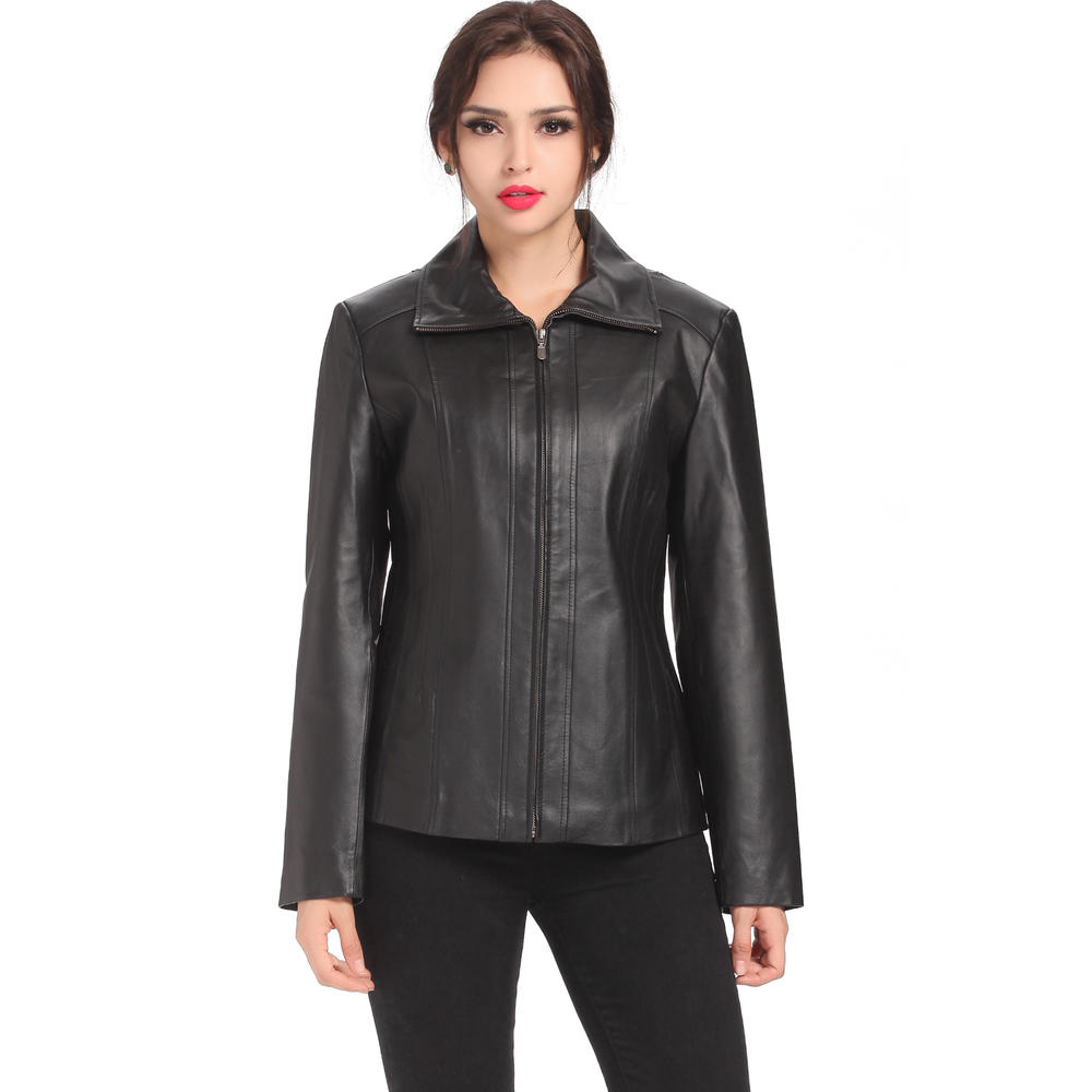 BGSD Women's Tina Lambskin Leather Scuba Jacket - Regular & Petite