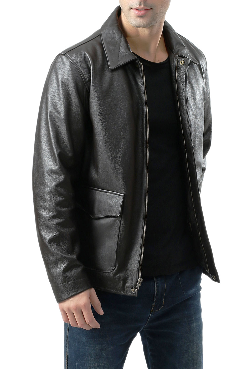 Landing Leathers Men Voyager Indy-Style Goatskin Leather Jacket - Regular & Tall