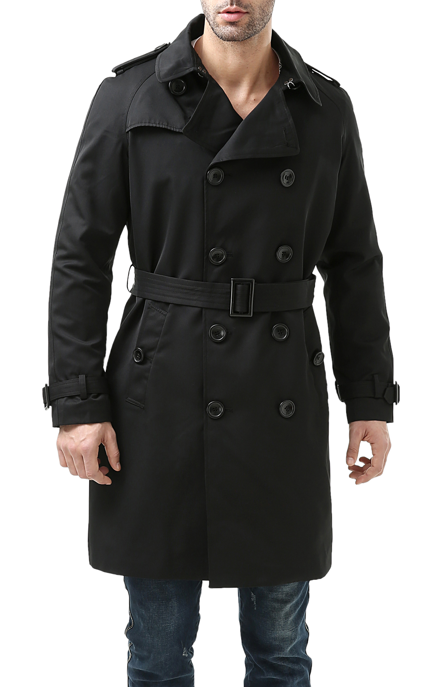 BGSD Men's Anthony Classic Double Breasted Trench Coat