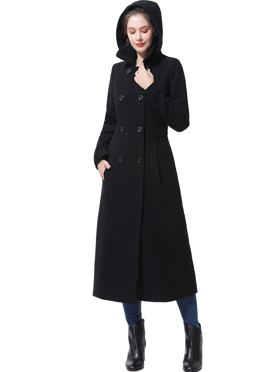 BGSD Women's Lea Hooded Full Length Long Wool Coat - Regular & Plus ...