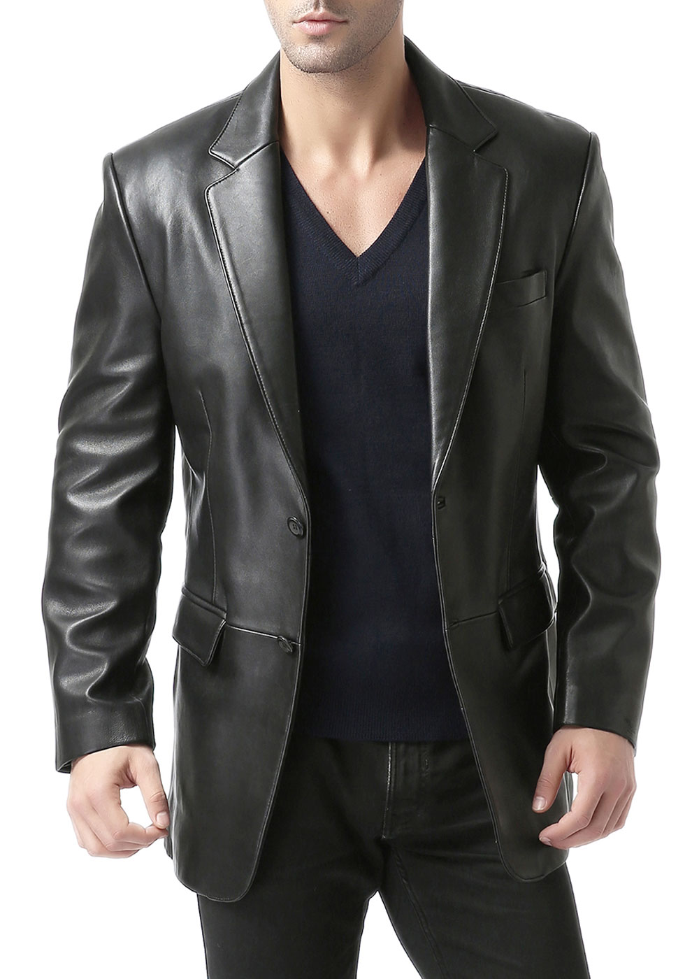 Doctrine shirt petticoat BGSD Men's Richard Classic 2-Button Leather Blazer Lambskin Sport Coat  Jacket - Big & Tall Extra Long