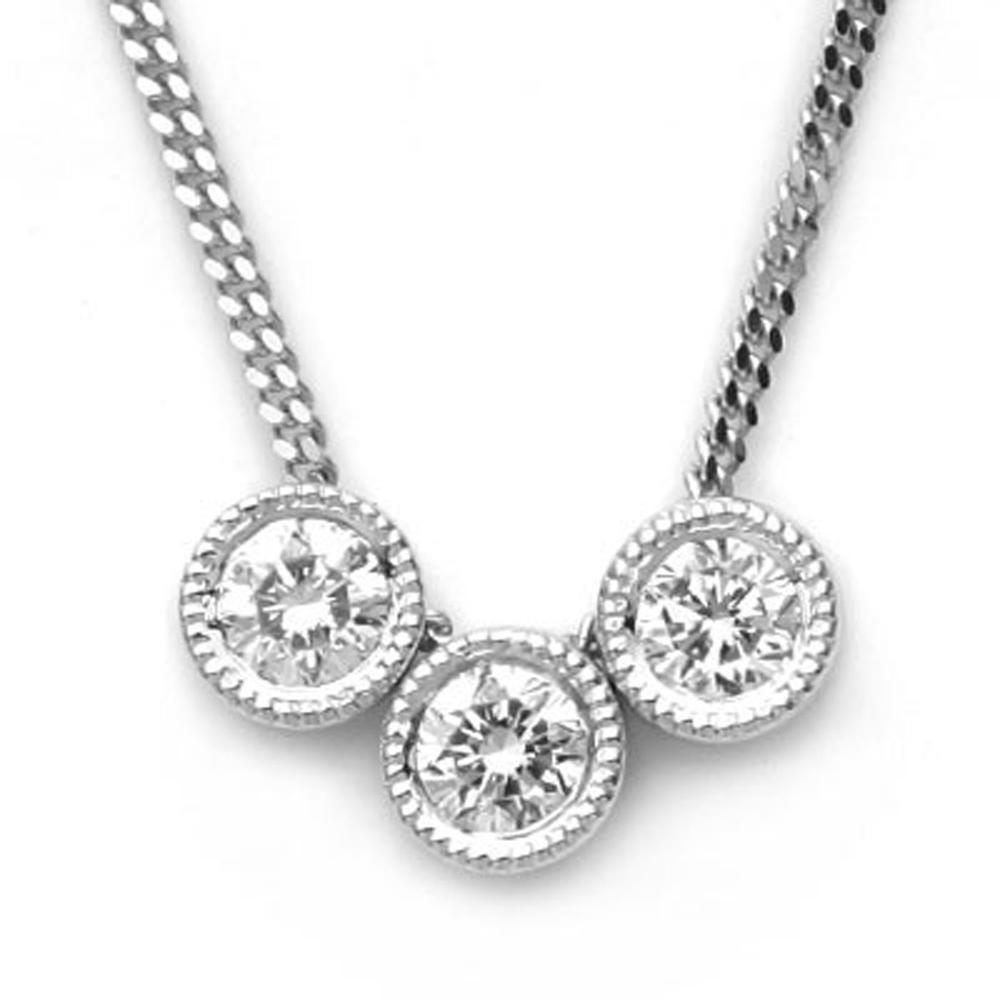 Luxury Lane 18k White Gold Three Stone Diamond Necklace 