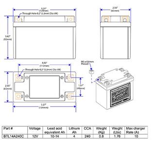 Battery Tender Lithium Iron Phosphate 12v 14ah 240cca Replaces Yuasa Yb12al A2 Tvs Electronics General Purpose Batteries General Purpose Batteries