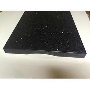 Granite Black Galaxy Cutting Board With Handles And It Has Four Felt Pads Under Also It