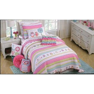 Cynthia Rowley Home Friendly Owl Owls Pink Bedding 4 Piece Full
