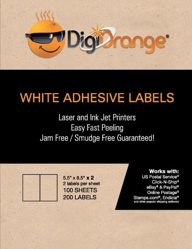 digiorange 600 shipping labels white blank half page self adhesive