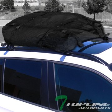 Topline Autopart Topline Autopart 49 Silver Square Roof Rail Rack Cross Bars Kit Waterproof Cargo Carrier Bag T1 Automotive Exterior Accessories Racks Carriers Cargo Carrier