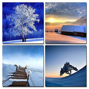 Gardenia Charming Snow Scene Lovely Trees Canvas Wall Art Prints