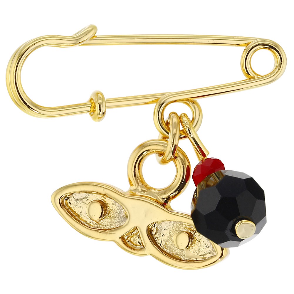 In Season Jewelry 14k Gold Plated St Lucy Simulated Azabache Protection Baby Pin Brooch
