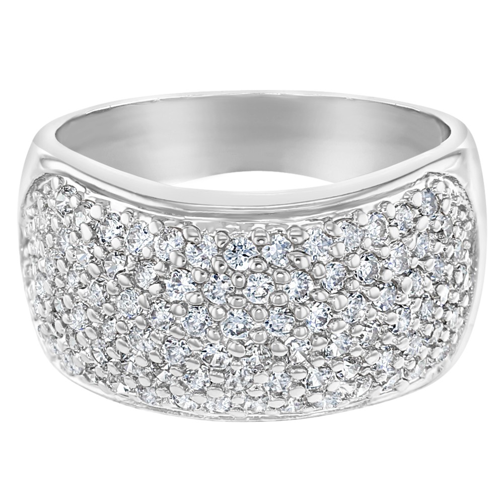 Fashion Rings On Sears In Season Jewelry Rhodium Plated Wide Band Micro Pave Clear Crystal Women S Fashion Rings