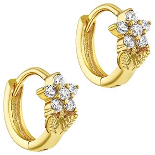 In Season Jewelry 18k Gold Plated Crystal Flower Hoop Earrings Girls ...