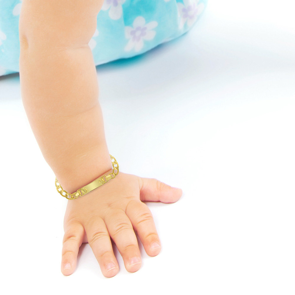 In Season Jewelry 18k Gold Plated Tag ID Identification Bracelet for Babies & Toddlers 5"