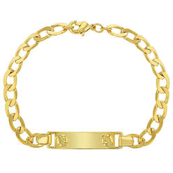 In Season Jewelry 18k Gold Plated Tag ID Identification Childs Bracelet Girls Boys Unisex 6"