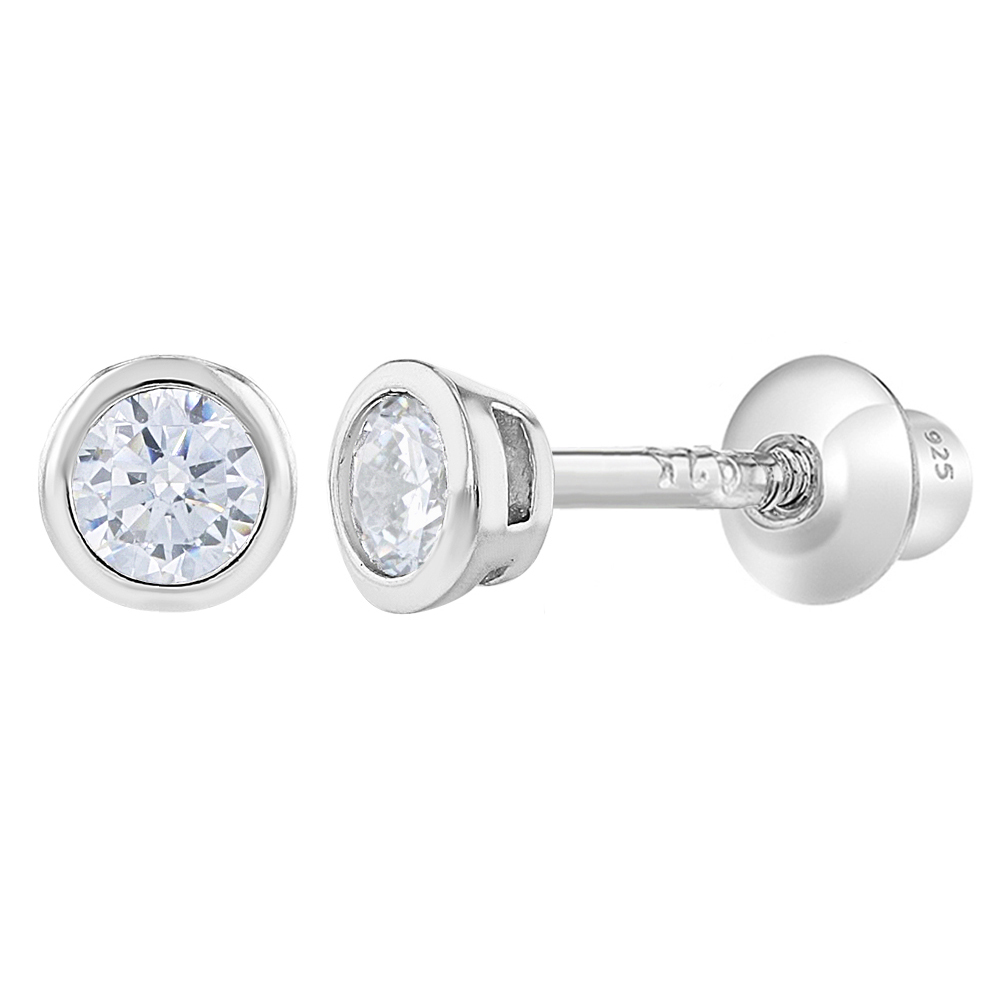 Baby Earrings Infant In Season Jewelry 925 Sterling Silver Small Clear Cz Back Baby Earrings Infants Toddlers