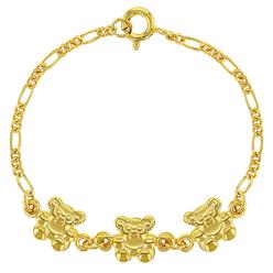 In Season Jewelry Yellow Gold Flashed 925 Sterling Silver Teddy Bear Charm Bracelet Baby Girl 5"