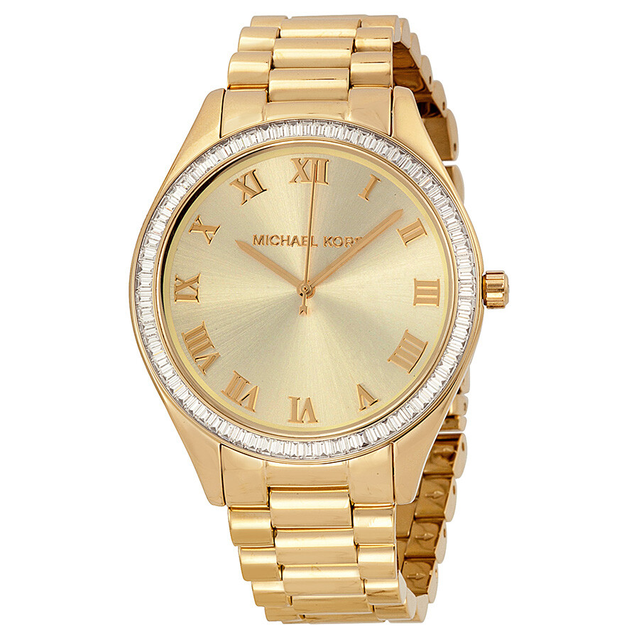 Michael Kors Blake Champagne Dial Gold Tone Stainless Steel Bracelet Ladies Watch Mk3244